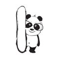 Panda bear cute animal english alphabet letter I with cartoon baby illustrations